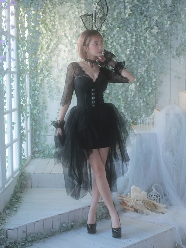 画像5: 【即日発送】ブラックバニーコスプレセット【sugar nineハロウィン4点セット】 【S-XLサイズ/1カラー】(H122YN)【OF01】