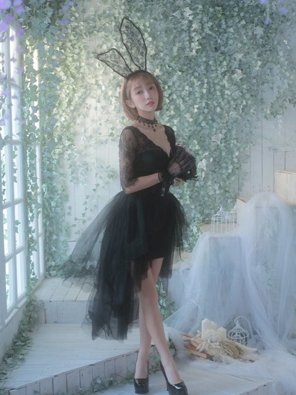 画像9: 【即日発送】ブラックバニーコスプレセット【sugar nineハロウィン4点セット】 【S-XLサイズ/1カラー】(H122YN)【OF01】