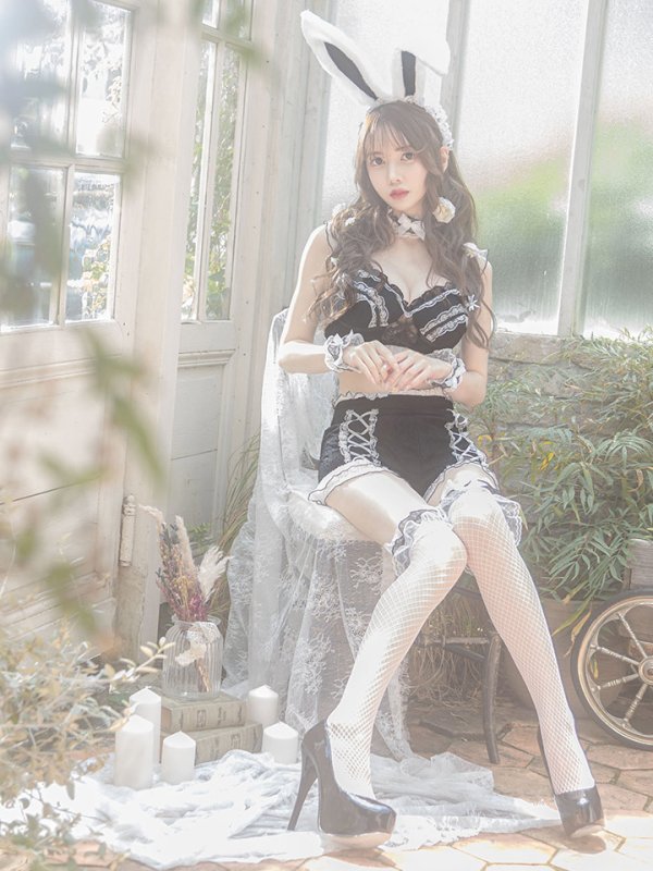 画像8: 【即日発送】【sugar nine×マリームーンコラボ】 セクシーレースバニーコスプレセット【sugar nineハロウィン7点セット】【S-Mサイズ/3カラー】[HC03]