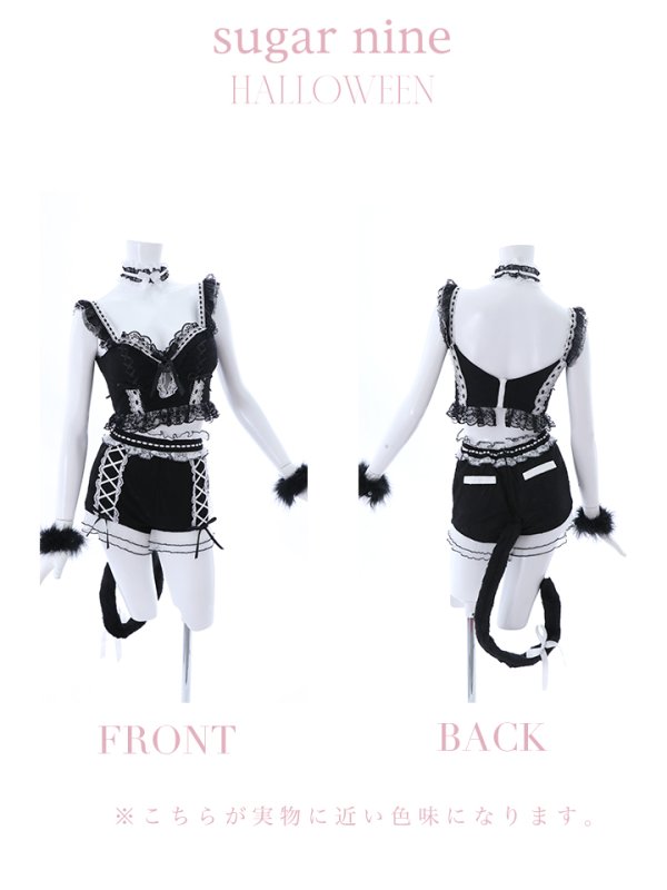 画像21: 門りょうちゃん着用【マリームーンコラボ】 セクシーレースキャット【ハロウィンコスプレ6点セット】【XS-L/7カラー】[OF01]
