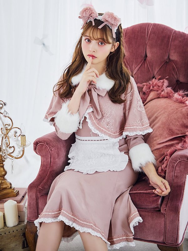 画像8: 【SALE!!】【即日発送】ファーポンチョ付きベアメイドコスプレ/ワンピースコスプレ【sugar nineハロウィン4点セット】【S-Lサイズ/1カラー】[HC03]