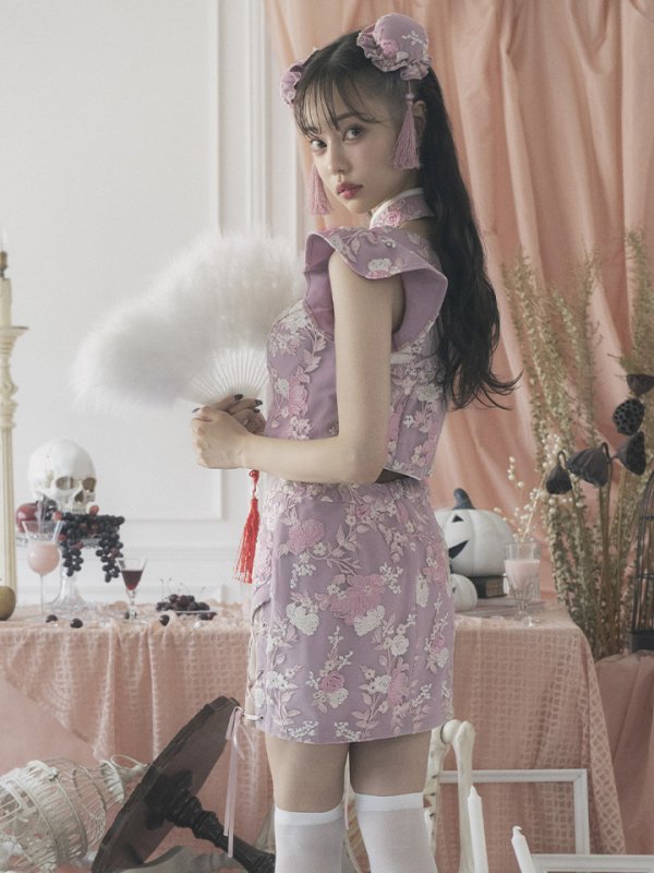 画像6: 【SALE!!】【即日発送】セットアップチャイナドレスコスプレ【sugar nineハロウィン4点セット】【XS-Lサイズ/2カラー】(SE01YN-WH)[HC03]