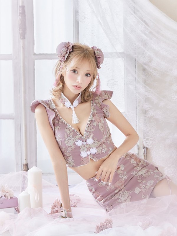 画像10: 【SALE!!】【即日発送】門りょうちゃん着用 セットアップチャイナドレスコスプレ【sugar nineハロウィン4点セット】【XS-Lサイズ/2カラー】(SE01YN-WH)[OF01]