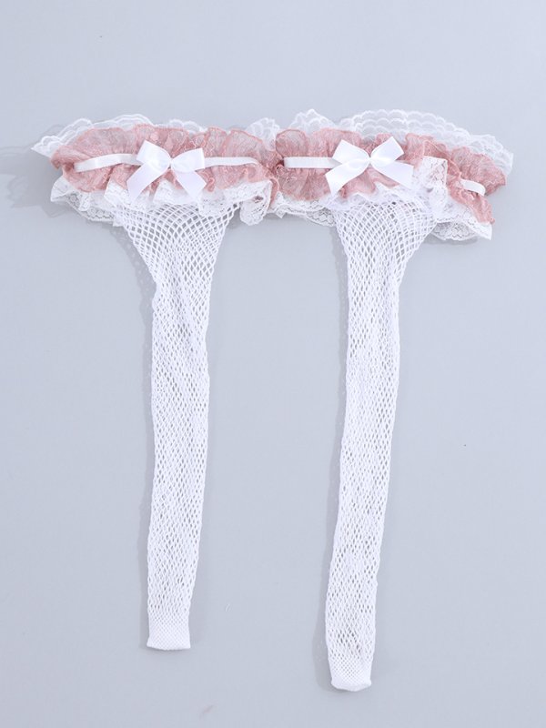 画像8: 【即日発送】【ハロウィン小物】おしゃれ度ワンランクアップ！リボンレース網タイツ【HC03】