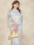 【即日発送】クラシカルローズブルー浴衣  【浴衣３点セット 浴衣/帯/下駄】[OF04/HC03]