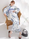 【予約 / 5月中旬発送予定】大人グレイッシュ牡丹浴衣 OBI-g-500-kj-8-GY / HIMO-900-yn-5-IV / HEKO-800-sb-8-DusBL / YA-953-kn-BL / YA-1081-kj-WPG / GETA-01-kj-2-BL  [y/YMT]