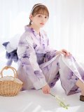 【予約 / 5月中旬発送予定】ロイヤルモーブ牡丹浴衣 OBI-g-500-kj-8-GY / HIMO-906-yn-IV / HEKO-800-sb-5-W / YA-1079-kj-7-W / GETA-01-kj-3-IV  [y/YMT]