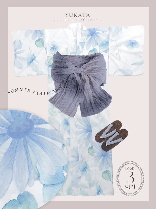 画像24: 【即日発送】水彩ガーベラ柄浴衣  【浴衣３点セット 浴衣/帯/下駄】[YMT]