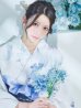 画像2: 水彩百合ナチュラルブルー浴衣【浴衣３点セット 浴衣/帯/下駄】OBI-g-500-kj-9-NV / HIMO-900-yn-4-GYxGY / HEKO-800-sb-8-DusBL  / GETA-01-kj-2-BL / [YMT] (2)