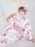 画像1: レッドブラウンブーケ浴衣  【浴衣３点セット 浴衣/帯/下駄】OBI-siwa-200-kj-8-P / HIMO-900-yn-8-P / HEKO-800-sb-5-W / GETA-01-kj-7-P [YMT] (1)