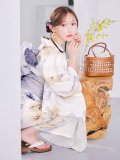 【予約 / 5月中旬発送予定】ソフトモダンシアーフラワー浴衣 OBI-g-500-kj-8-GY / HIMO-900-yn-3-GYxGD / HEKO-800-sb-5-W / YA-1016-kj-GY / GETA-01-kj-3-IV/ [y/YMT]