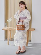 【予約 / 5月下旬発送予定】雅な線画の紫牡丹浴衣 OBI-siwa-201-wk-1-LV / HIMO-900-yn-5-IV / HEKO-800-sb-5-W / YA-68-kn-PL / GETA-01-kj-3-IV/ [yo/YMT]