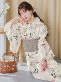 南風に揺れる水彩の小花浴衣 OBI-siwa-204-wk-8-BE / HIMO-900-yn-7-MOC / HEKO-800-sb-11-MOC / YA-1029-wk-P / GETA-02-ok-4-MOC/ [YMT]