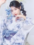 【即日発送】モダンフラワー大人エレガント浴衣【浴衣３点セット 浴衣/帯/下駄】[OF04]