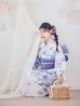 画像5: モダンフラワー大人エレガント浴衣【浴衣３点セット 浴衣/帯/下駄】OBI-g-500-kj-9-NV / HIMO-900-yn-5-IV / HEKO-800-sb-8-DusBL / GETA-01-kj-2-BL/ [YMT]