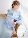 ブルーミントの水彩浴衣 OBI-g-500-kj-10-BL / HIMO-900-yn-5-IV / HEKO-800-sb-5-W / YA-1002-kj-BL / YA-1011-kj-W / GETA-01-kj-2-BL [YMT]