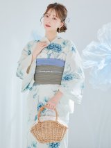 【即日発送】【浴衣セール！】ブルーグリーン花柄浴衣  【浴衣３点セット 浴衣/帯/下駄】[YMT]