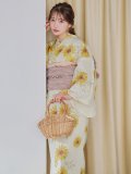 【予約 / 5月下旬発送予定】レトロモダン向日葵浴衣 OBI-siwa-204-wk-9-DusP / HIMO-900-yn-7-MOC / HEKO-800-sb-11-MOC / YA-1068-kn-Y / YA-1081-kj-IV / GETA-02-ok-2-IV / [yo/YMT]