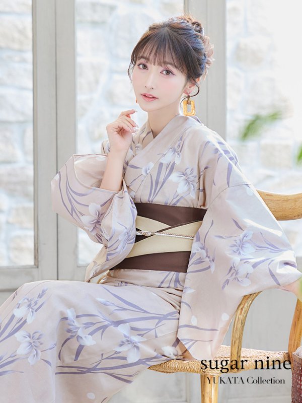 画像3: 【即日発送】ベージュ地×水仙の花浴衣  【浴衣３点セット 浴衣/帯/下駄】[YMT]