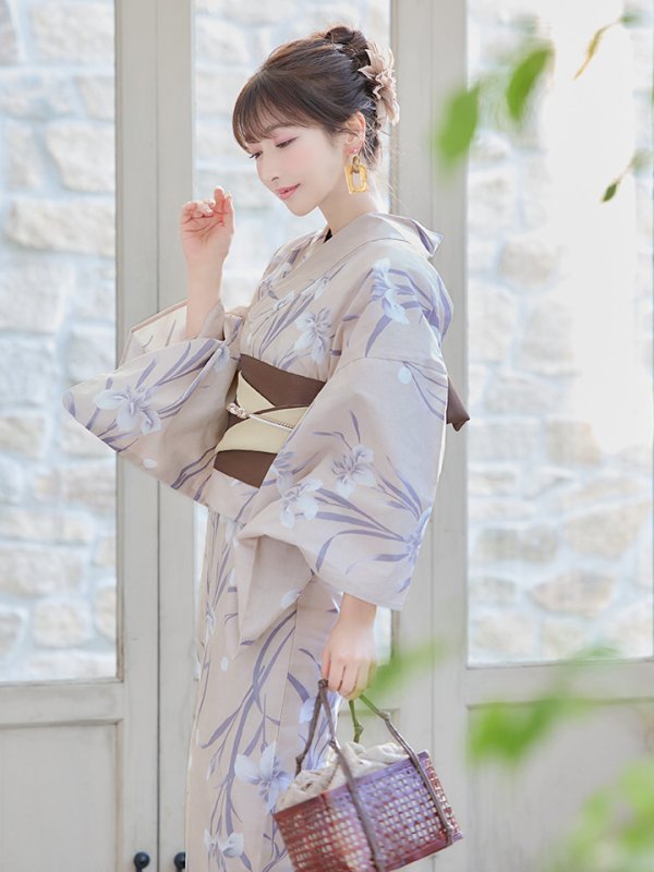 画像14: 【即日発送】ベージュ地×水仙の花浴衣  【浴衣３点セット 浴衣/帯/下駄】[YMT]