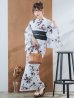 画像2: 【即日発送】ニュアンスモノトーンフラワー浴衣 OBI-siwa-200-kj-1-B / HIMO-900-yn-4-GYxGY / HEKO-800-sb-5-W / YA-73-kn-GY / GETA-01-kj-3-IV[YMT] (2)