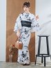 画像4: 【即日発送】ニュアンスモノトーンフラワー浴衣  【浴衣３点セット 浴衣/帯/下駄】OBI-siwa-200-kj-1-B / HIMO-900-yn-4-GYxGY / HEKO-800-sb-5-W / YA-73-kn-GY / GETA-01-kj-3-IV[YMT]