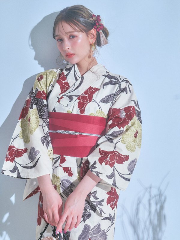 画像12: 【即日発送】レトロモダンフラワー浴衣  【浴衣３点セット 浴衣/帯/下駄】[YMT]