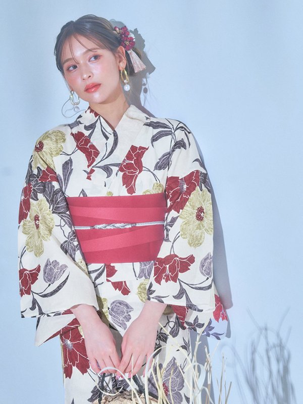 画像13: 【即日発送】レトロモダンフラワー浴衣  【浴衣３点セット 浴衣/帯/下駄】[YMT]