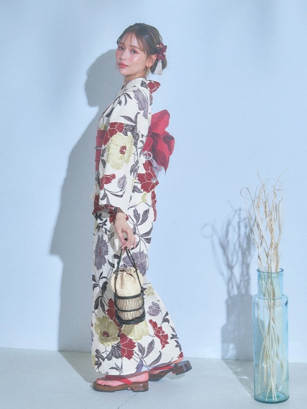 画像14: 【即日発送】レトロモダンフラワー浴衣  【浴衣３点セット 浴衣/帯/下駄】[YMT]