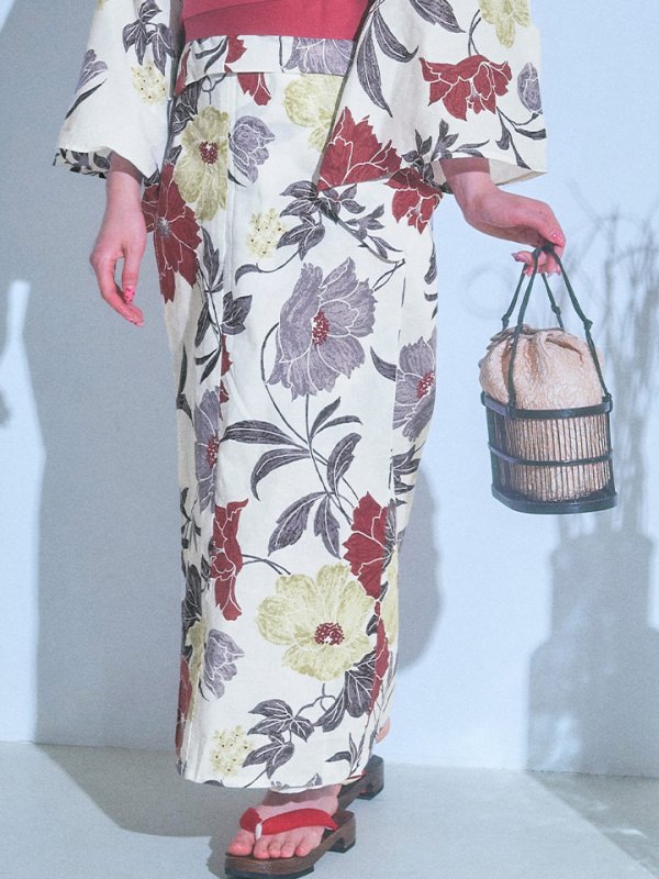 画像17: 【即日発送】レトロモダンフラワー浴衣  【浴衣３点セット 浴衣/帯/下駄】[YMT]