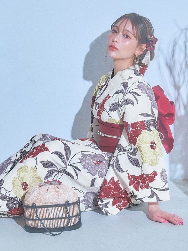 画像9: 【即日発送】レトロモダンフラワー浴衣  【浴衣３点セット 浴衣/帯/下駄】[YMT]