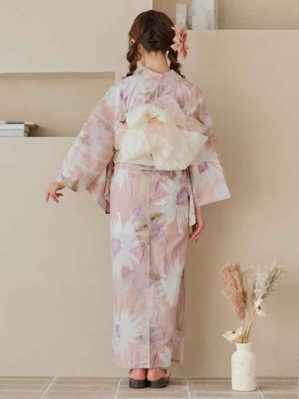 画像11: 【即日発送】大人レトロピンク浴衣  【浴衣３点セット 浴衣/帯/下駄】[YMT]