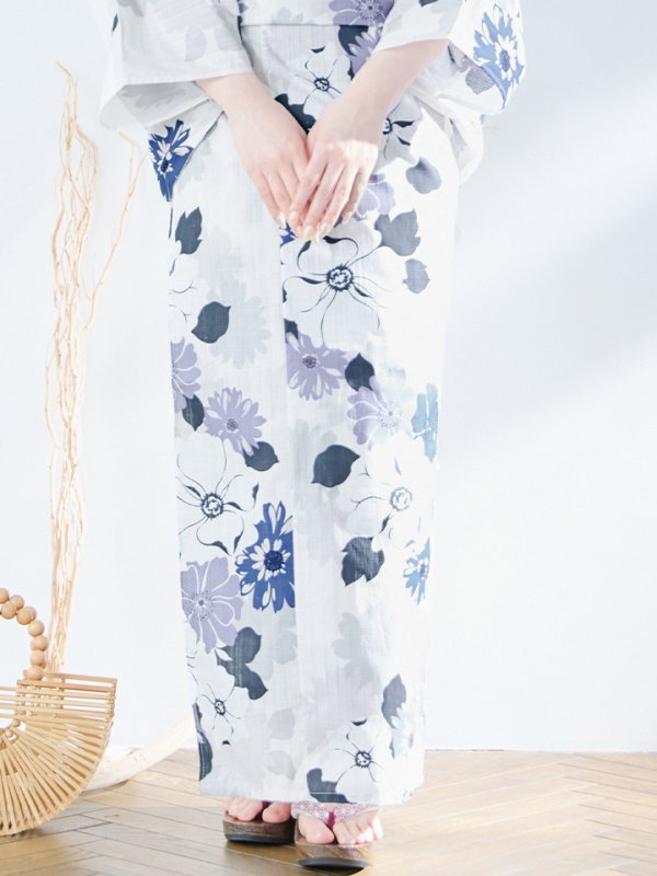 画像18: 【即日発送】パープルフラワー浴衣  【浴衣３点セット 浴衣/帯/下駄】[YMT]