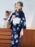 画像11: 【即日発送】ネイビー＆ブルー牡丹浴衣  【浴衣３点セット 浴衣/帯/下駄】OBI-siwa-202-ok-5-IV / HIMO-900-yn-5-IV / HEKO-800-sb-5-W / YA-1025-wk-BL / GETA-02-ok-2-IV[YMT]