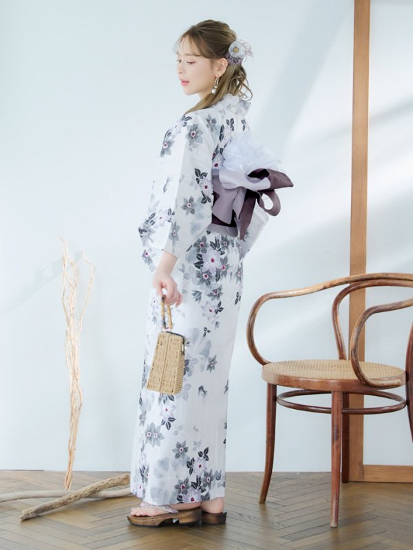 画像14: 【即日発送】朝顔×くすみパープル浴衣  【浴衣３点セット 浴衣/帯/下駄】[YMT]