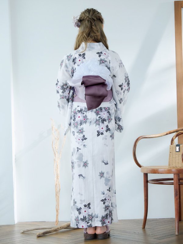 画像15: 【即日発送】朝顔×くすみパープル浴衣  【浴衣３点セット 浴衣/帯/下駄】[YMT]