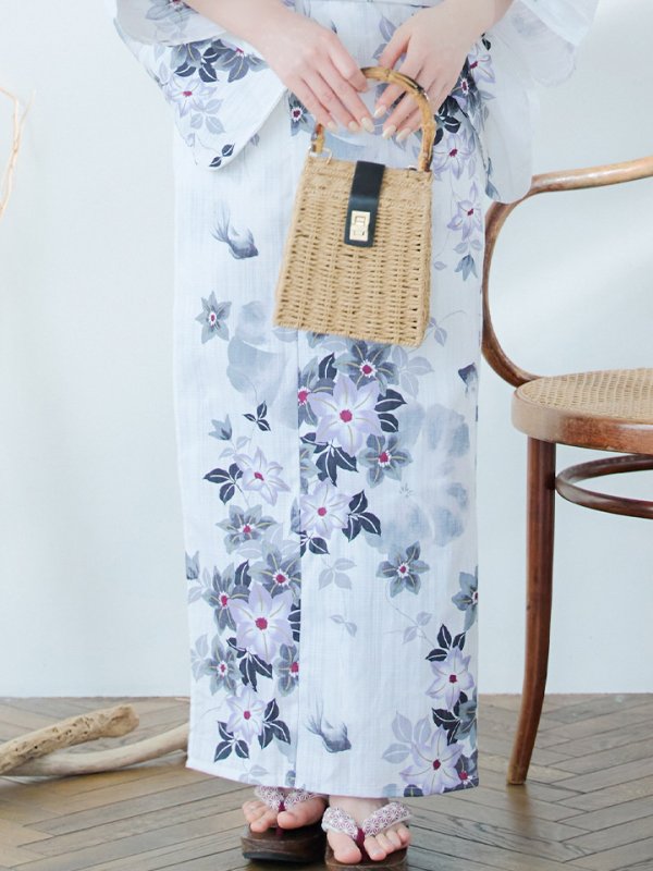 画像17: 【即日発送】朝顔×くすみパープル浴衣  【浴衣３点セット 浴衣/帯/下駄】[YMT]