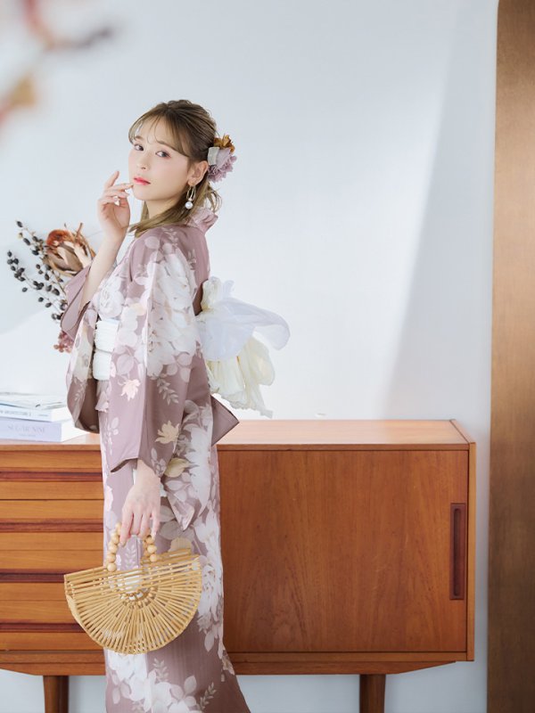 画像11: 【即日発送】ピンクベージュフラワー浴衣  【浴衣３点セット 浴衣/帯/下駄】[YMT]