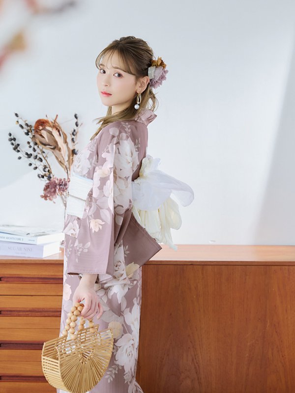 画像12: 【即日発送】ピンクベージュフラワー浴衣  【浴衣３点セット 浴衣/帯/下駄】[YMT]