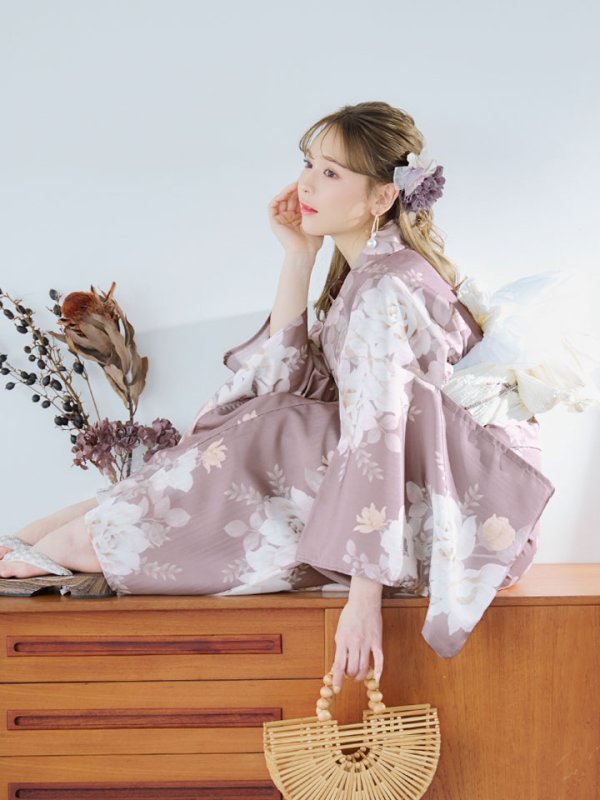 画像3: 【即日発送】ピンクベージュフラワー浴衣  【浴衣３点セット 浴衣/帯/下駄】[YMT]