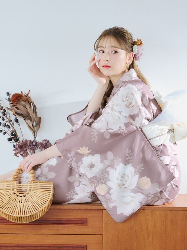 画像6: 【即日発送】ピンクベージュフラワー浴衣  【浴衣３点セット 浴衣/帯/下駄】[YMT]