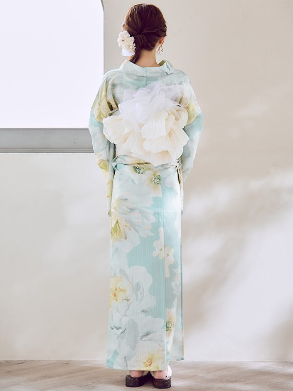 画像19: ニュアンス牡丹ペールトーン浴衣【浴衣３点セット 浴衣/帯/下駄】[YMT]