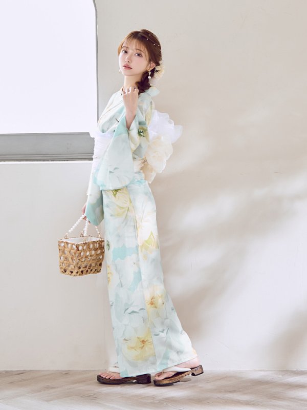 画像8: ニュアンス牡丹ペールトーン浴衣【浴衣３点セット 浴衣/帯/下駄】[YMT]