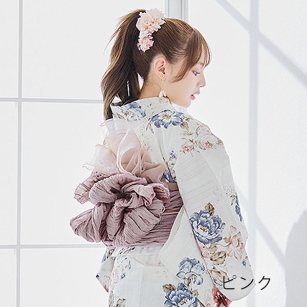 画像4: 【即日発送】【浴衣小物】オーガンジーリボン付きフラワーコサージュ3点セット【2カラー】[YMT]