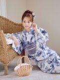 大人グレイッシュ牡丹浴衣  【浴衣３点セット 浴衣/帯/下駄】[OF04]