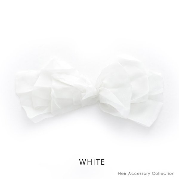 画像3: 【ヘアアクセサリー】ビックシフォンリボンバレッタ【2カラー】[OF02]