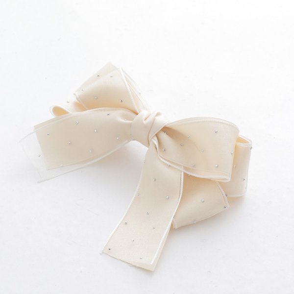 画像8: 【ヘアアクセサリー/バレッタ】ビジューシフォンリボンバレッタ【4カラー】[OF02]