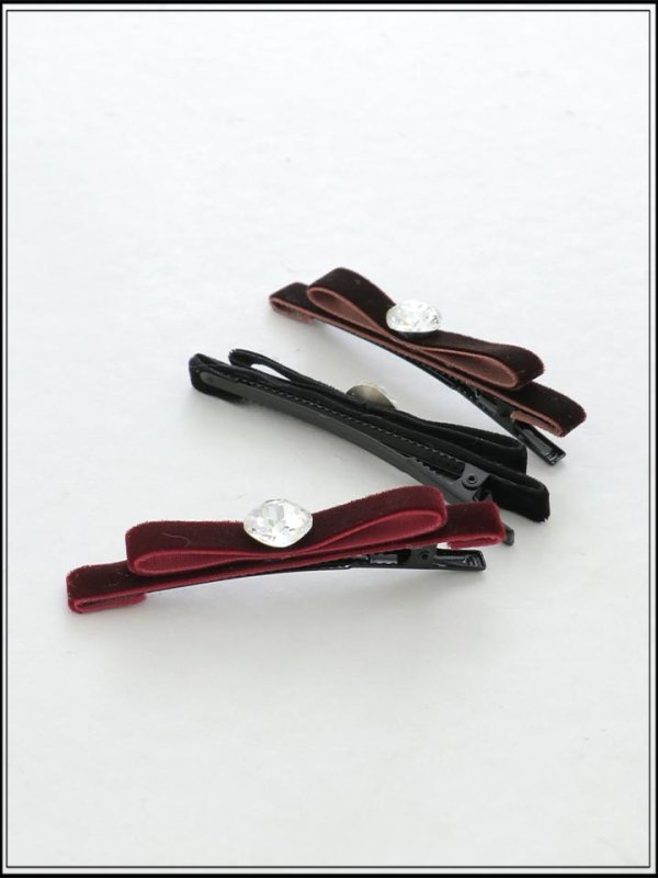 画像8: 【アクセサリー：ヘアピン】ベロアリボンヘアピン【Fサイズ/3カラー】[OF02]