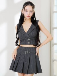 送料無料！ストライププリーツセットアップドレス/キャバドレス【XS-Lサイズ/1カラー】[OF03]【YN】【一部予約商品/6月上旬発送予定】