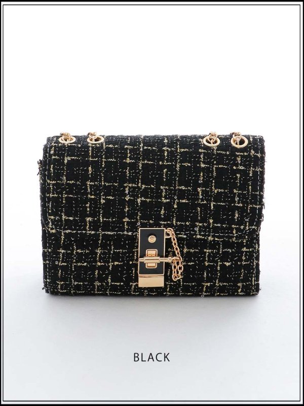 画像3: 【バッグ】2wayゴールドチェーンツイードバッグ【2カラー】[OF03]